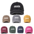 Vintage Washed Denim Stylish Baseball Caps Custom Logo JESUS+ PRINTED Caps Unisex Fitted Solid Color Baseball Sports Cap Hats