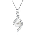 Huitan Contracted Style Imitated Pearl Cubic Zirconia Necklace Wedding Silver Plated Bridal Pendant CZ Necklaces Women Wholesale