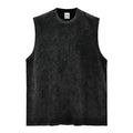 Vintage Washed Edge 250 Gsm Plus Size Men's Gym Clothing Grinding Plus Size Sleeveless Shirt and Tank Tops