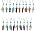 Hexagonal Column Feather Necklace for Women Silver Feather Pendant with Crystal Gemstone Necklace for Jewelry Making