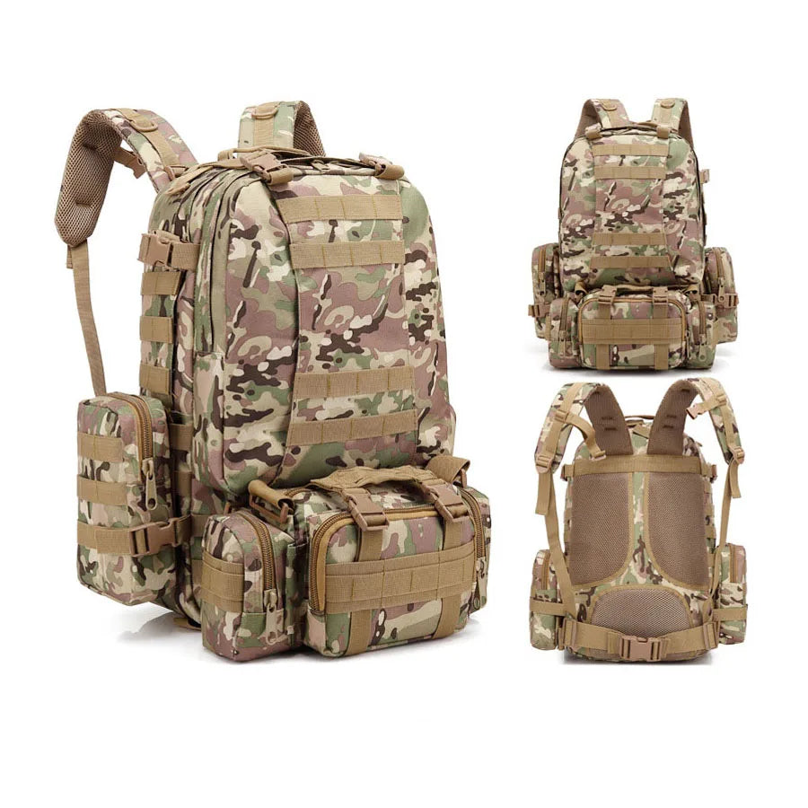 Camo Large Size Black Tactical Backpack Mochila 55L Waterproof Hiking Hunting
