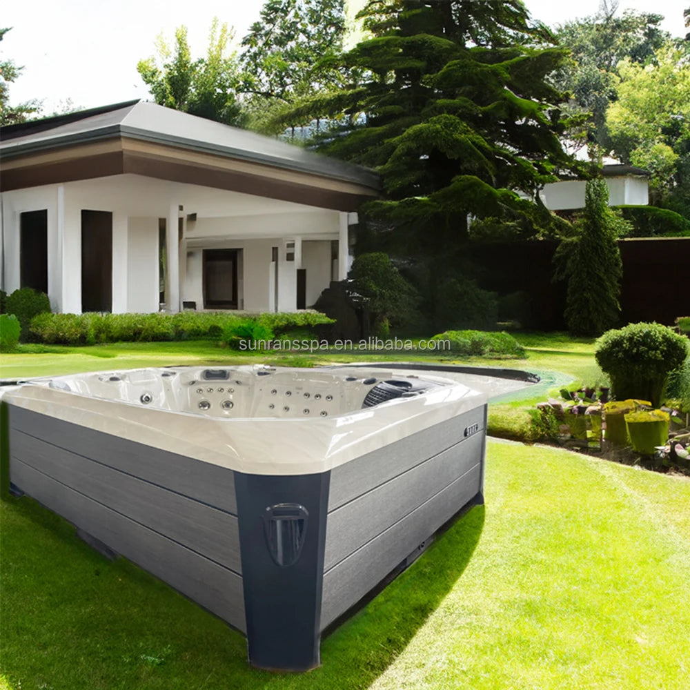 Sunrans 8 Persons Deluxe America Acrylic Hot Tub Outdoor Whirlpool Spa Tubs with Jet Massage Function