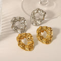 Fashion 18K Gold Plated PVD Irregular Round Hollow Stainless Steel Stud Earrings Jewelry for Party