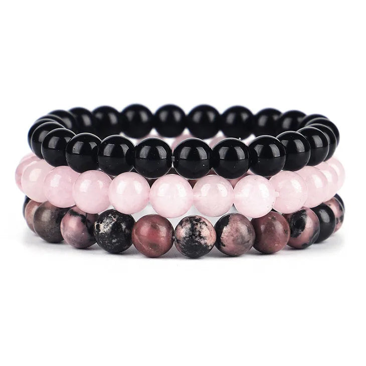 Set Natural Stone Beaded Elastic Bracelet Jewelry Adjustable Crystal Bracelet for Women