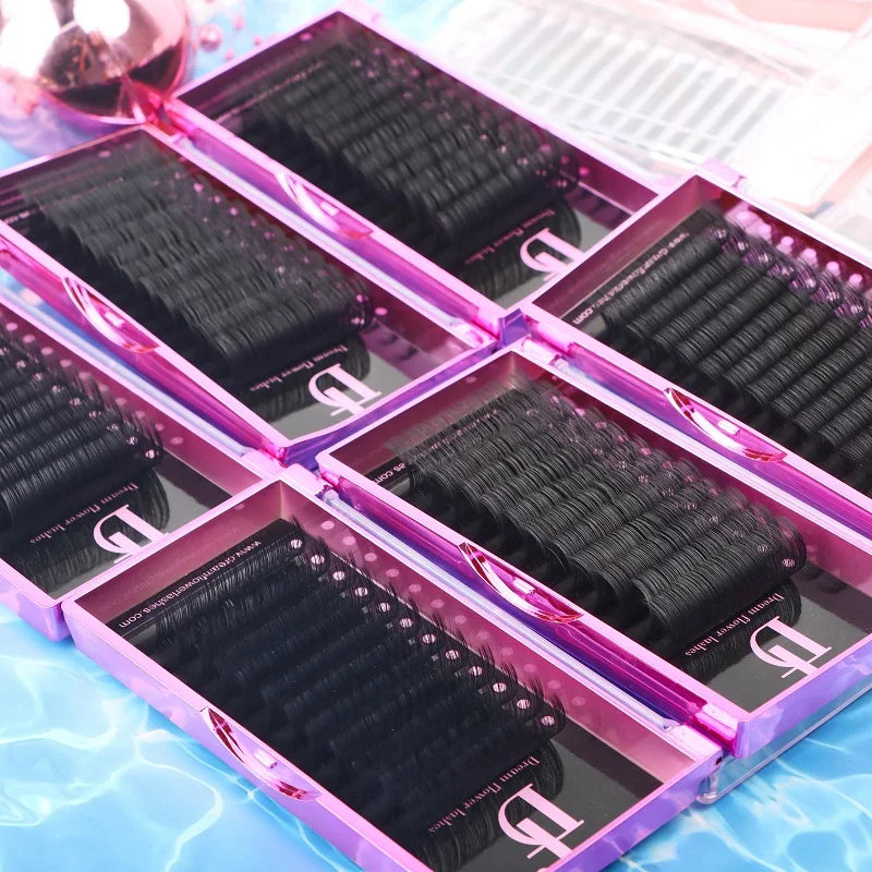 Premium Matte Black Mink Faux BC Curl Synthetic Lashes Individual Vendor's Private Label Eyelash Extensions in Mixed Box