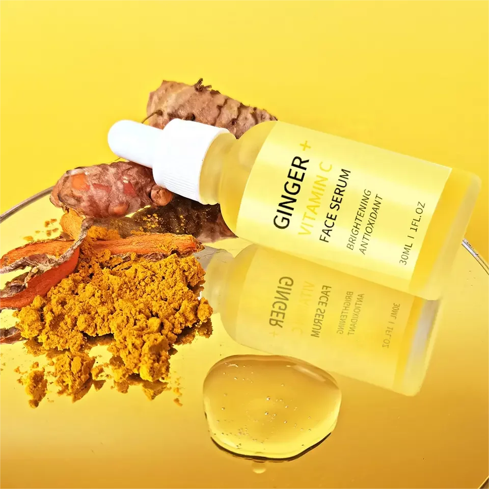 Hot Selling Private Label Ginger Skincare Dark Spots Vegan Herbal Extract Turmeric Vitamin C Face Serum