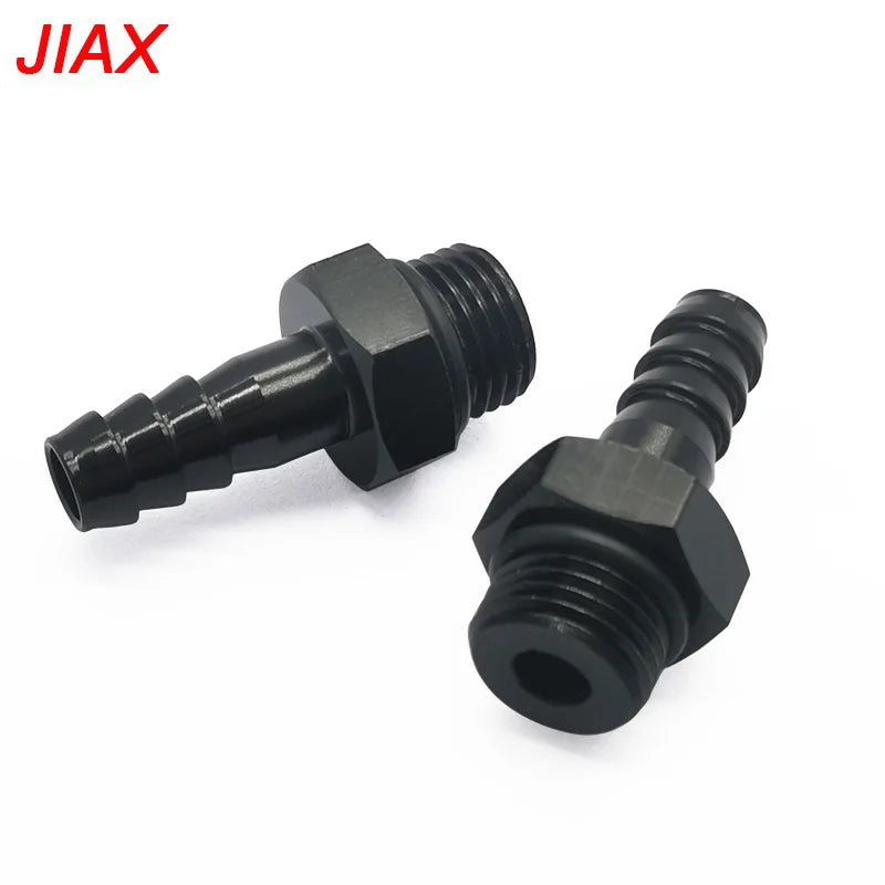 New Black Anodized 6AN Male 5/16 Hose Barb Fitting O-Ring Seal Boss Fuel Oil Line Adapter AN6 ORB Washer Aluminum Pipe Fittings