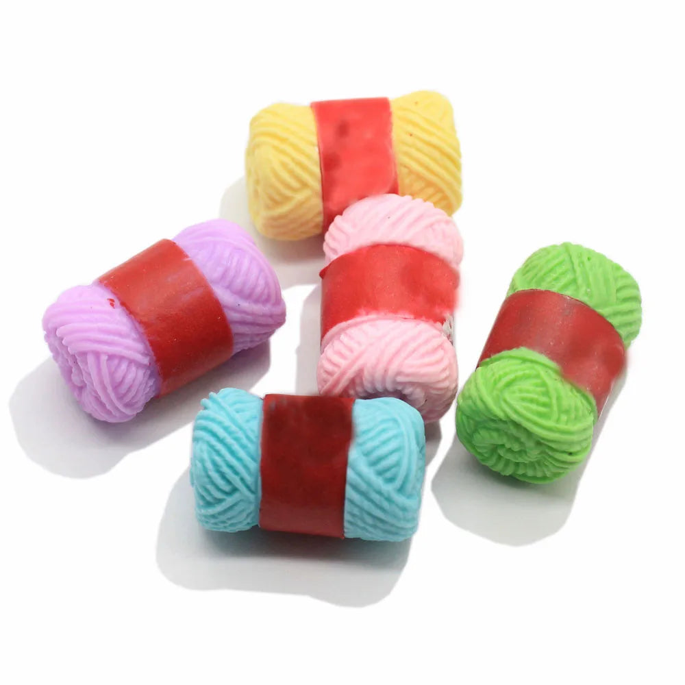 DIY Resin Charms Cute Mini Yarn Flatback Kawaii Cabochon Minaiture Ball of Wool for Jewelry Making DIY Embellishments