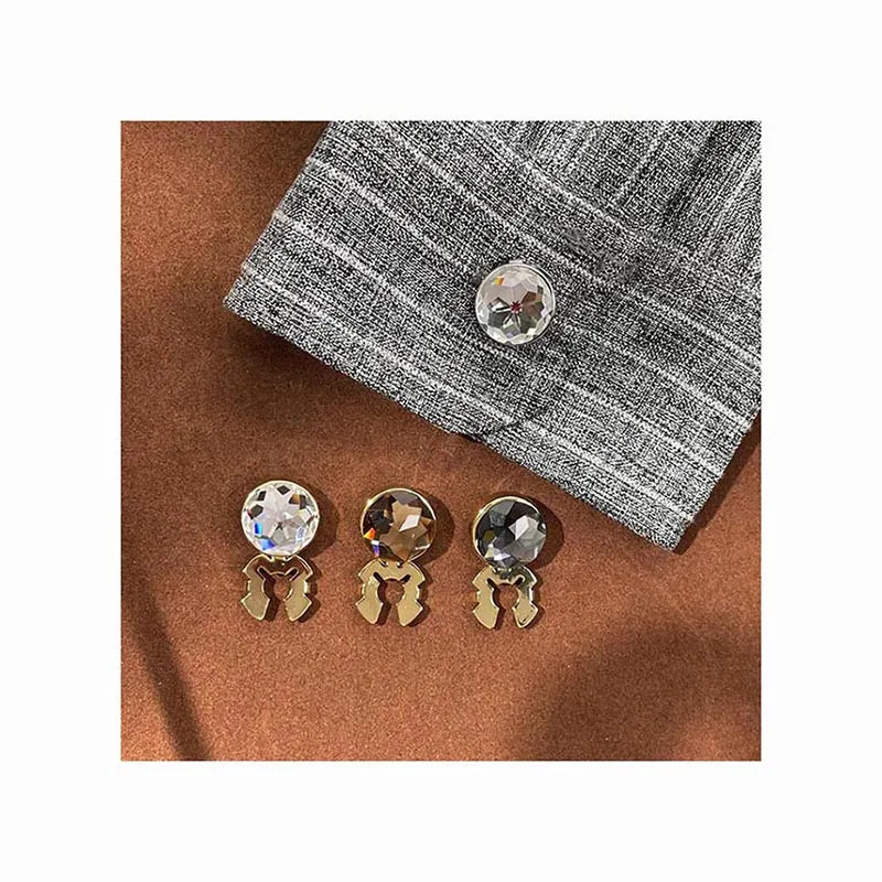 Fashion Wedding Men Gift Crystal Rhinestones Snowflake Round French Shirt Cuff Links Buttons Box Small Luxury Gemstone Cufflinks