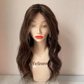 Yefinewig Brown for Jewish Kosher Brazilian Human Hair Transparent Lace Long Layer Remy Lace Top Wig