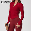 RUIQUWIN OEM Spring Active Wear Women Yoga Clothes Quick Drying Training Fitness Long Sleeved Sports Zipper Shirt