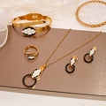 4-piece 18K Gold Plated Jewelry Enamel Snake Head Pendant 316L Stainless Steel Necklace Earrings Ring Bracelet Set Woman