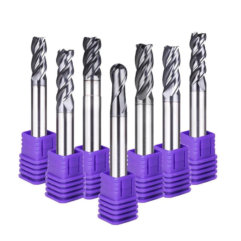 High Efficiency AlCrSiN Coated Ball Nose CNC Endmill Bit 2/3/4 Flutes Carbide Milling Cutter ODM/OEM