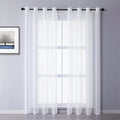 Jiaohui Solid White Transparent Window Grommet Sheer Curtains Elegant Drapes for Living Room