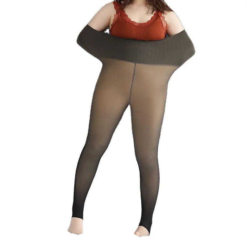 Women Winter Warm High Waist Fur Leggings Plus Large Breathable Pantyhose Elastic Plush Thermal Slim Tights