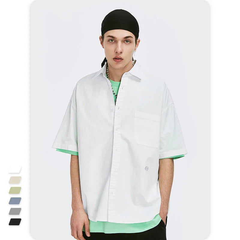 Manufacture Loose Street Style Casual Shirts Boy's Shirt 2021 New China for Men Hawaii Plain Poplin Fabric Summer Shirts T Short