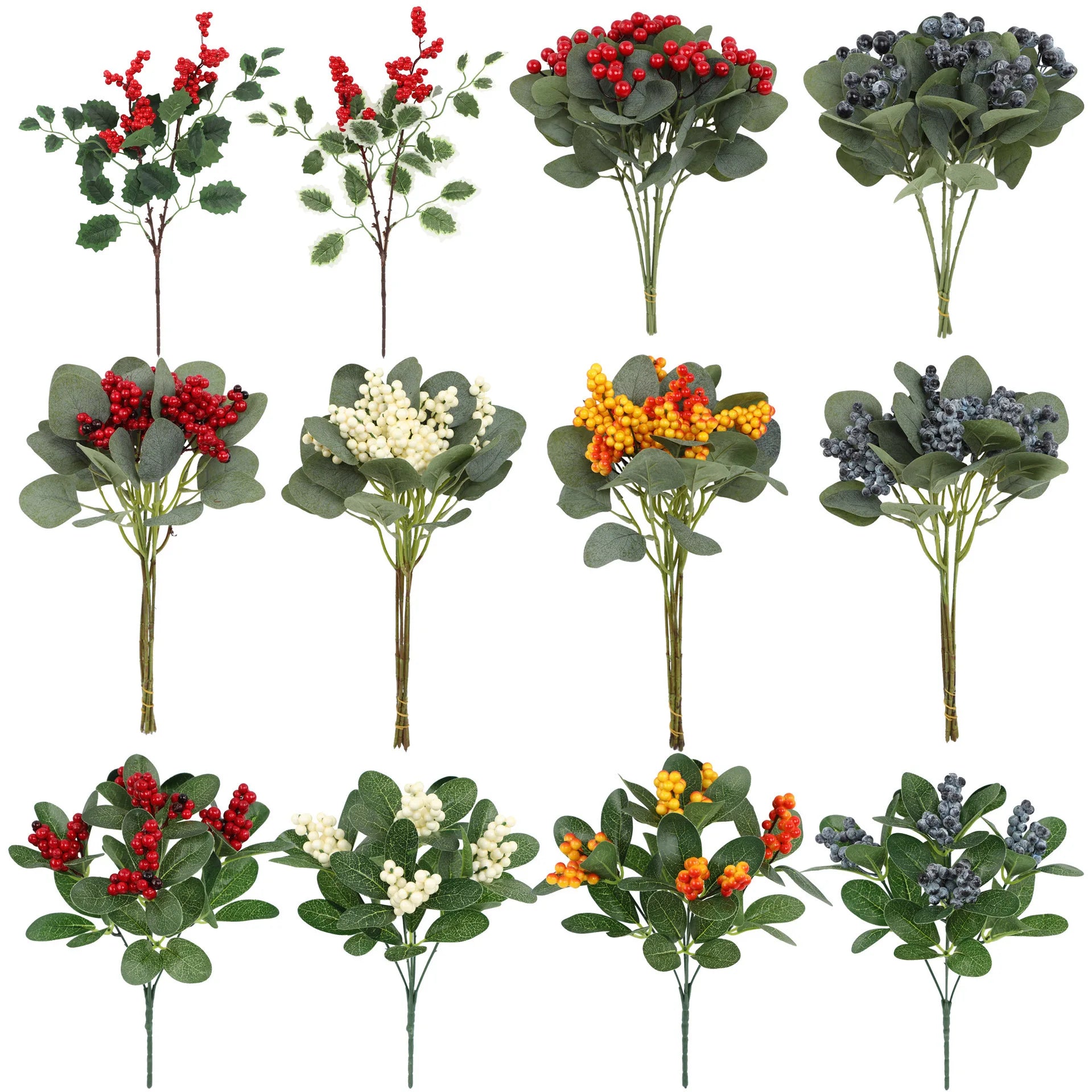 New Year Christmas Decoration Artificial Green Holly Fruit Plant with Berries Fresh New Items