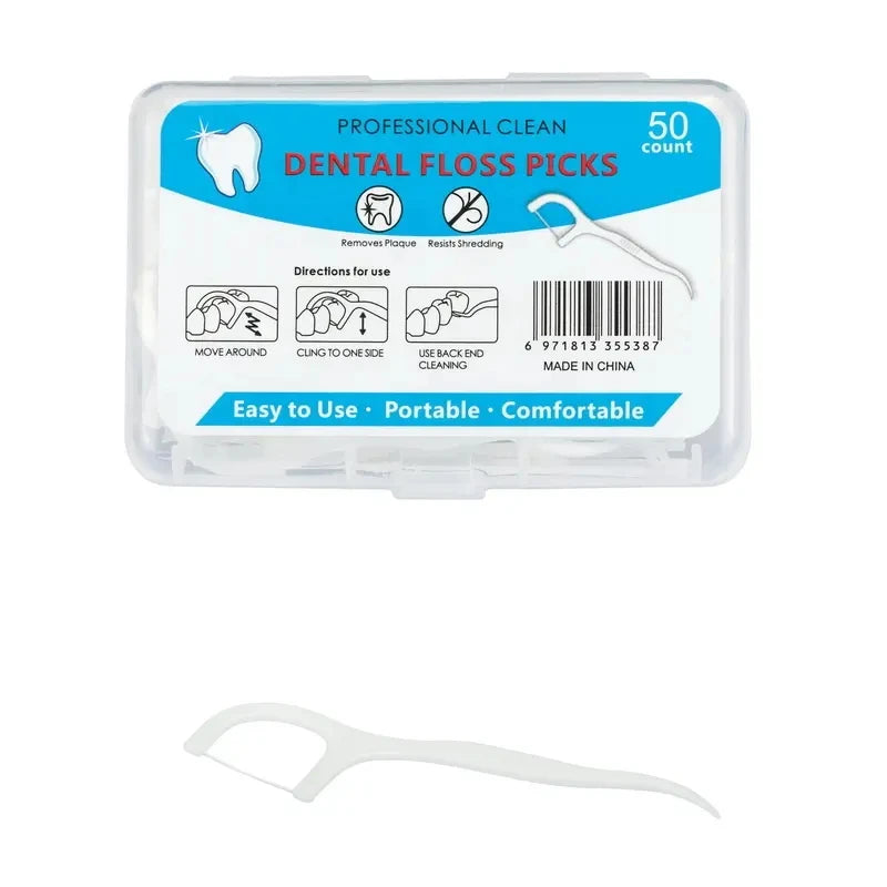 OEM/ODM 50 Picks Per Box Dental Floss Manufacturer Wholesale Boxed Mint Flosser Dental Teeth Flosser Sticks