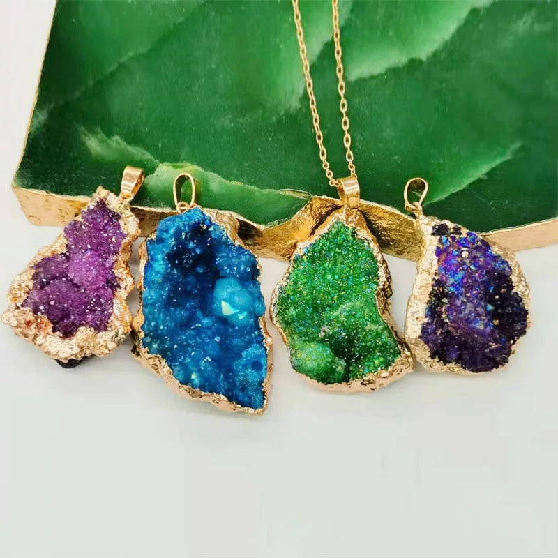 Hot Sale Irregular Original Stone Crystal Cluster Crystal Hole Pendant Natural Stone Crystal Tooth Agate DIY Pendant
