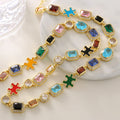Luxury Jewelry Puzzle Iced Out CZ Diamond Link Chain 18K Gold Plated Men Hip Hop Women Colorful Cubic Zirconia Gemstone Necklace
