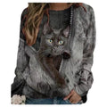 Fitspi Ladies 3d Cartoon Cat Print T Shirt Women O-neck Long Sleeve Loose T Shirts New Spring Casual Oversized Shirt Supplier