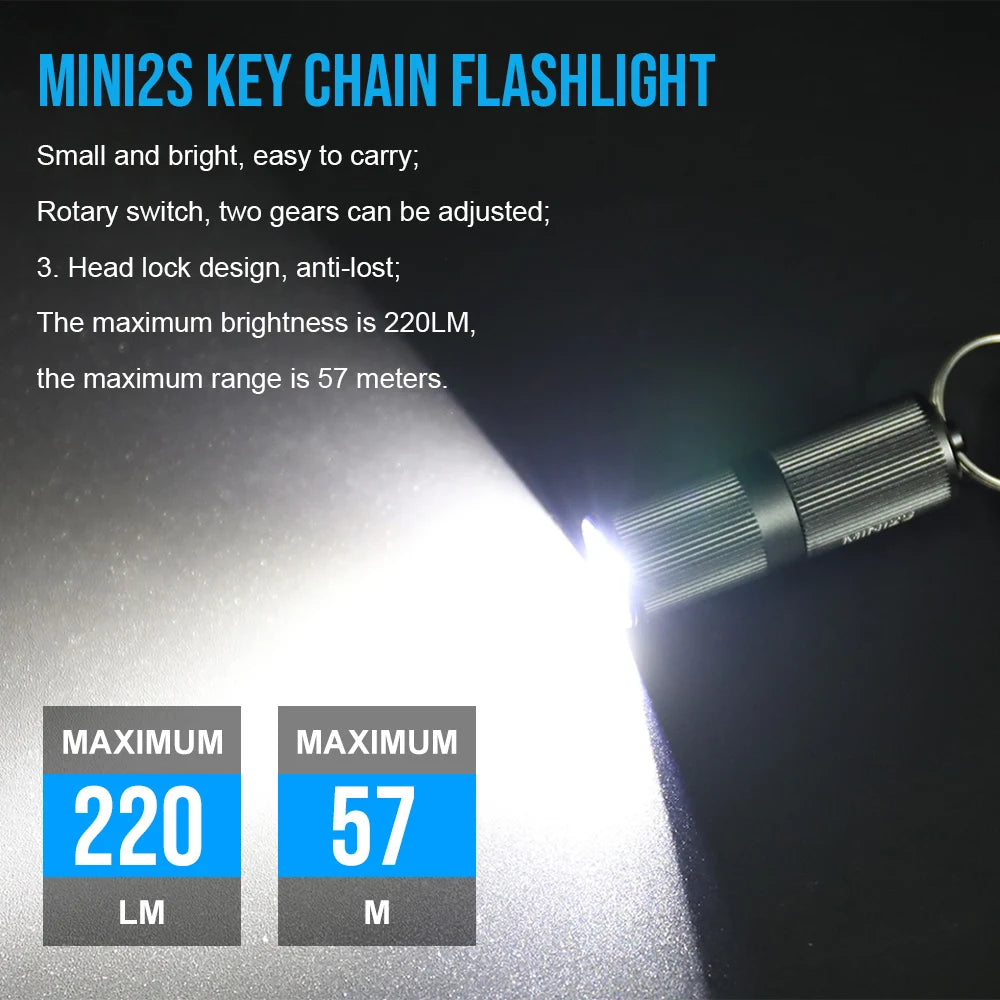 Mini EDC Tactical Self-defense Glare Waterproof Flashlight 220LM IP68 Rated Camping Use Compatible with Rechargeable Battery