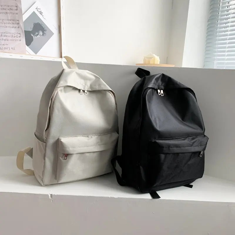 Plain Color Backpack Canvas Backpacks for School Student Backpack White Large Capacity Waterproof Schoolbag