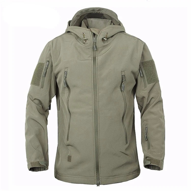 Topgear Hooded Softshell Jacket for Men Stylish Waterproof Stand Hunting Winter Coat Print Customization Design Wholesale Winter