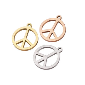 Stainless Steel Peace Sign Round Hollow Charms Peace Symbol Charms for Jewelry Making Charms Earrings Necklace Bracelets