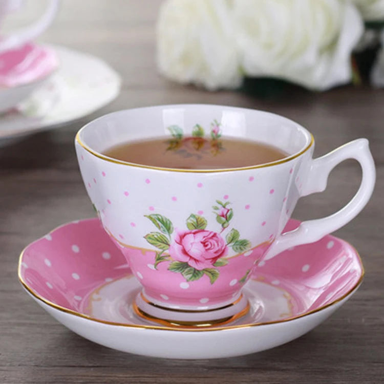 Luxury Custom logo Tea Cup Ceramic Bone China of Cup and Saucer Flower Turkish Tea Cups