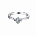 New Trendy Women's Romantic Anniversary White Rhodium Plated 925 Sterling Silver Engagement Moissanite Certified Rings