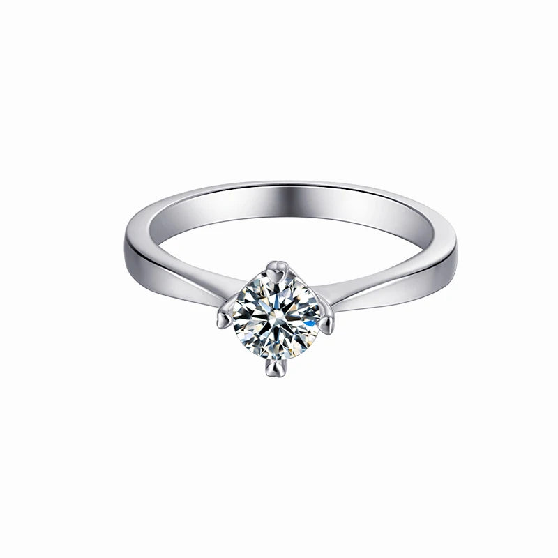New Trendy Women's Romantic Anniversary White Rhodium Plated 925 Sterling Silver Engagement Moissanite Certified Rings