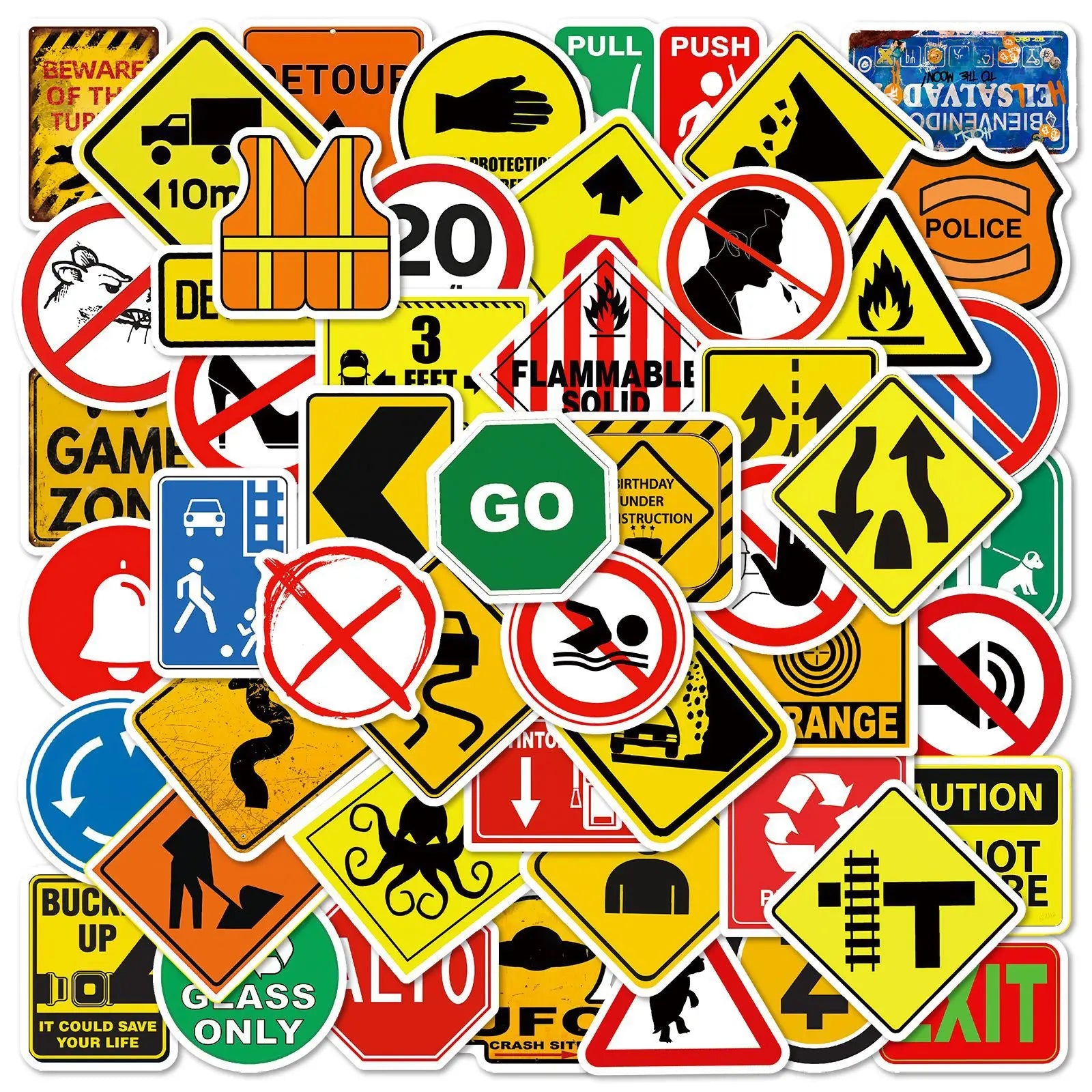 50PCS Road sign driver safe warn logo environmental protection sticker