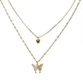 Jewelry Luxury Women Rhinestone Crystal butterfly Necklace Double Layered Ladies Jewelry butterfly Multiple Pendant Necklace