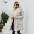 Wholesale Hooded Fur Trim Suede Placket Patchwork Hooded Padded Coat Winter Coat for Women Mid-length Padded Coat