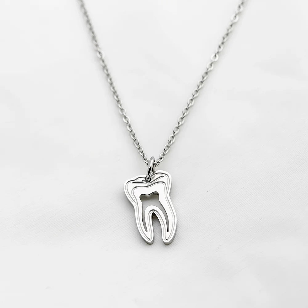 Human Tooth Pendant Necklace Women and Men Doctors and Nurses Jewelry Korean Accessories Stainless Steel Pendant Necklace