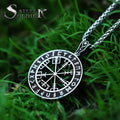SS8-698P 316L Stainless Steel Nordic Viking Symbol Compass Pendant for Men MegaBDM