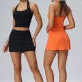 Yoga Wear Girs Shorts Soft Loose Sports Short Skirt Breathable Solid Color Sports Bras Customtennis Short Skirt Sets for Women