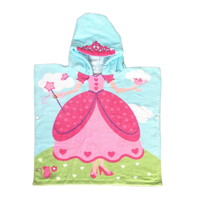 Custom Cartoon Swim Cotton Bath Hood Surf Towel Kids Children Hooded Poncho Beach Towel Custom Printing