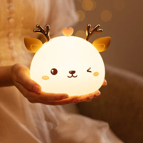 Cute LED Night Light Silicone Touch Sensor 7 Colors Deer Night Lamp Kids Baby Bedroom Decor Desktop Ornaments Creative Gifts