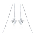 2025 Silver Color Long Butterfly Drop Earrings Fashion Summer Jewelry for Women Girls for Engagement Wedding Parties Zircon