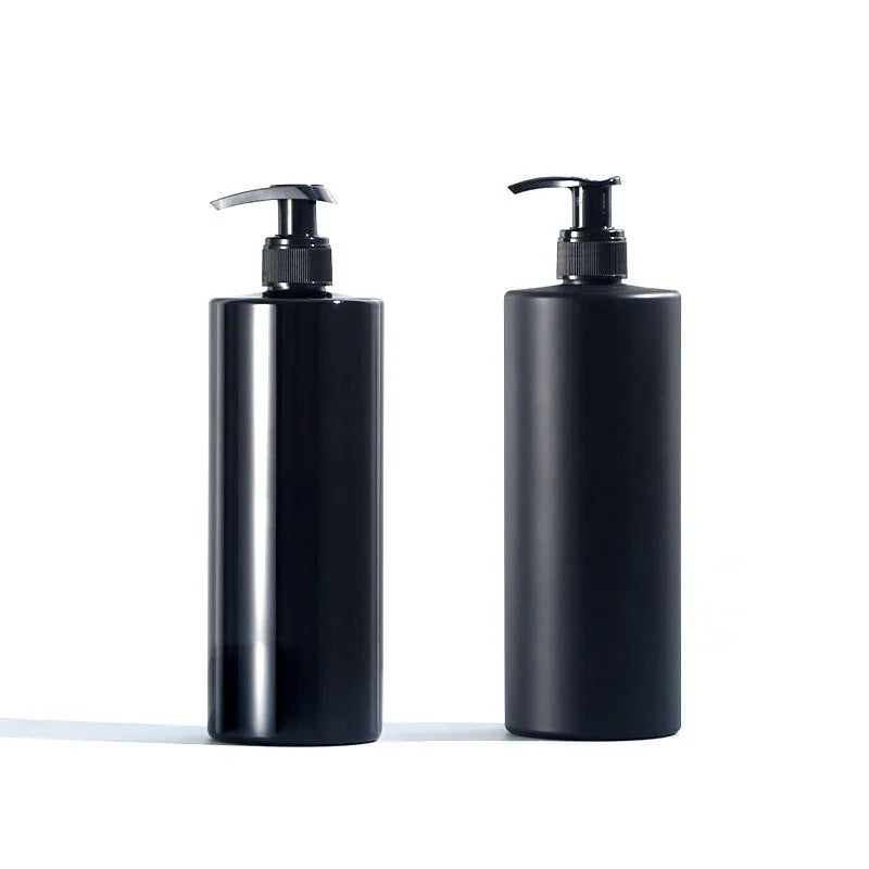 300ml 500ml Matte/Bright Black Plastic Bottles Pump Dispenser 10oz 16oz for Shampoo Lotion Essential Oil Shower Skin Care Serum