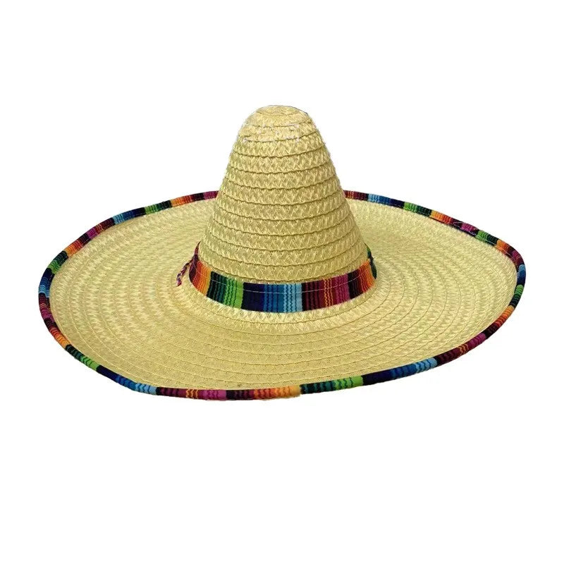 Mexican Sombrero Straw mariachi hat Cinco De Mayo Spanish Fiesta Costume Salsa Mexico Festive Outdoor Travel Hats Natural Grass