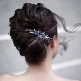 ML2332 Fashion Blue Hair Comb Bridal Handmade Crystal Hair Comb Wedding Hair Jewelry