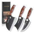 Premium Stainless Steel Blade Butcher Knife Set Hand Forged with Ergonomic Wooden ABS Handle Kitchen Knife Set