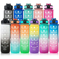 ZJFIT 1L Tritan Plastic Motivational Water Bottle Workout Sport Custom Logo Insulated Straw Strainer with Time Marker