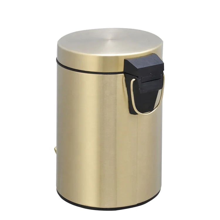 Deluxe Stainless Steel Bathroom Accessories Office Bedroom Decorative 3 Liter Waste Basket
