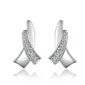 Fashion Jewelry Earrings Prong Setting Geometric CZ Rhodium Plated 925 Sterling Silver Diamond Stud Earrings