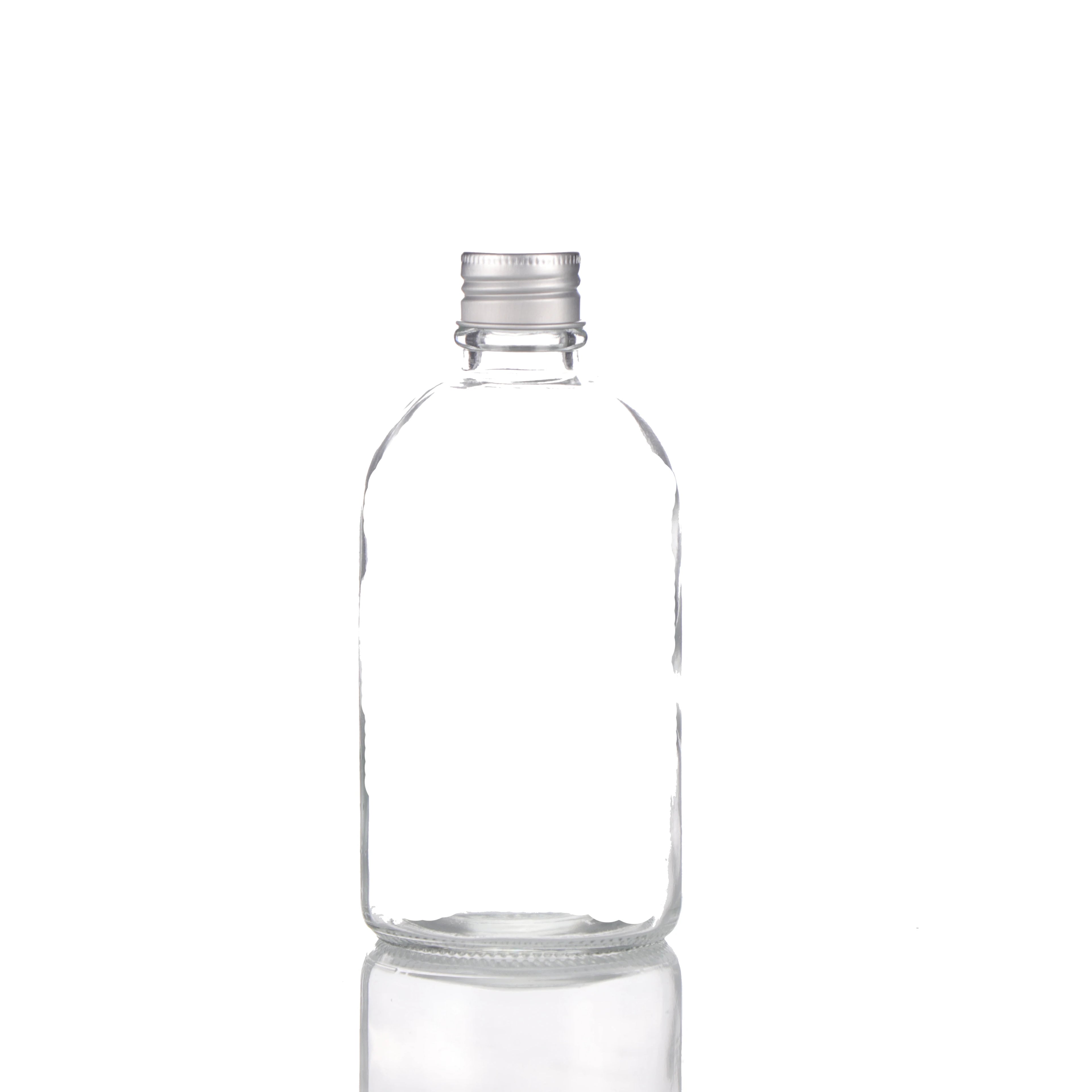 Custom 300ml 10oz clear Empty Tall Round Drinking Packaging Glass Bottles With Screw Cap for Juice Beverage Tea Milk