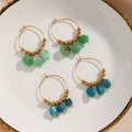 MICCI 18k Gold Plated Fashion Amazonite Stone Earrings Jewelry Niche Luxury Design Sense of Three Natural Stone Retro Earrings
